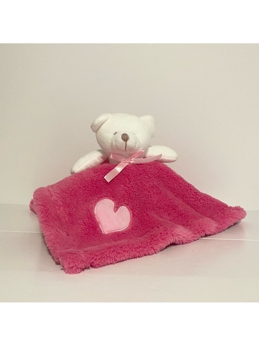 Cutie Pie Heart Teddy Bear Lovey Pink Lovie Security Blanket Baby Girl